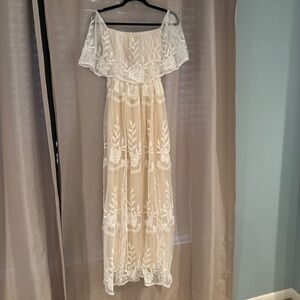 Boho/Beachy Style Off The Shoulder Wedding Dress